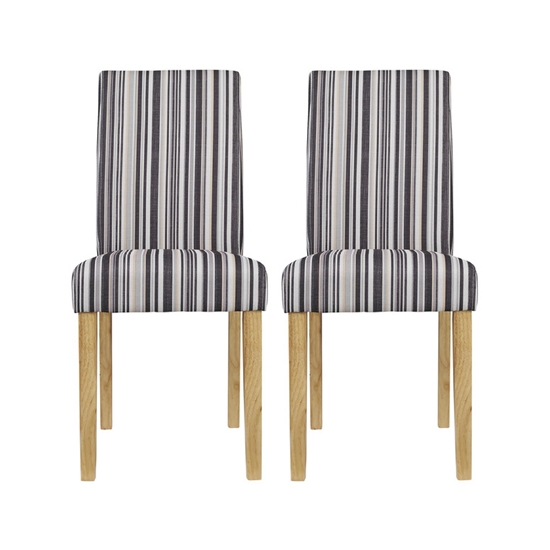 Lorenzo Striped Fabric Dining Chairs In Pair