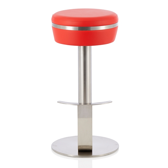 Lotti Faux Leather Fixed Bar Height Bar Stool In Red