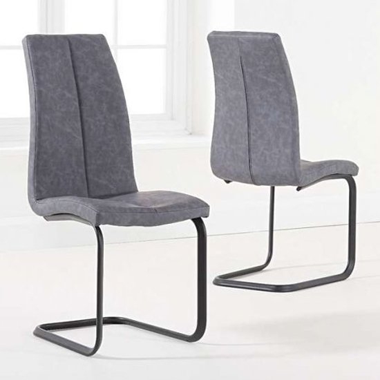 Louisa Antique Grey Dining Chairs With Hoop Legs In Pair