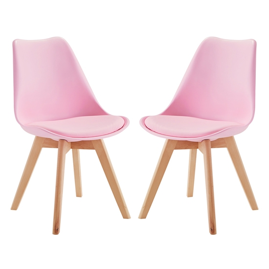 Louvre Baby Pink Dining Chairs In Pair