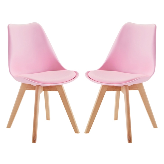 Louvre Baby Pink Dining Chairs In Pair