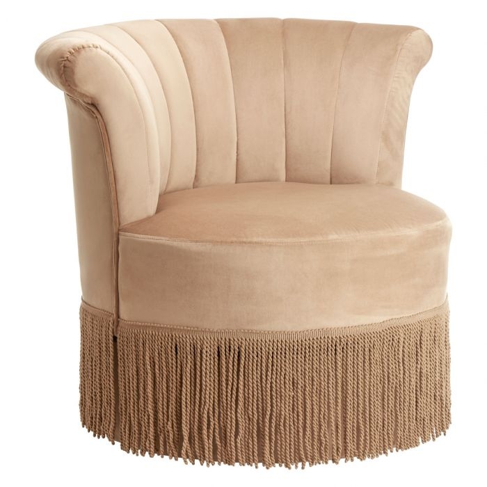 Louxor Velvet Upholstered Swivel Chair In Mink