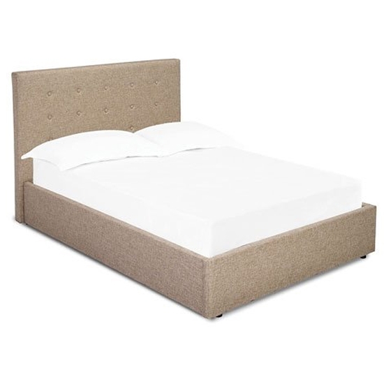 Lucca Linen Upholstered Double Bed In Beige