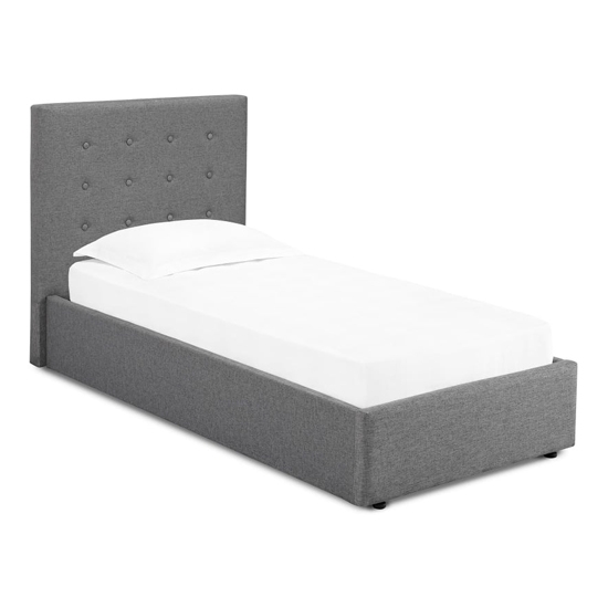 Lucca Plus Linen Upholstered Lift Up Single Bed In Grey