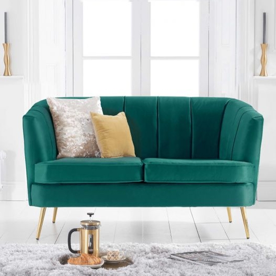 Lucena Velvet Upholstered 2 Seater Sofa In Green