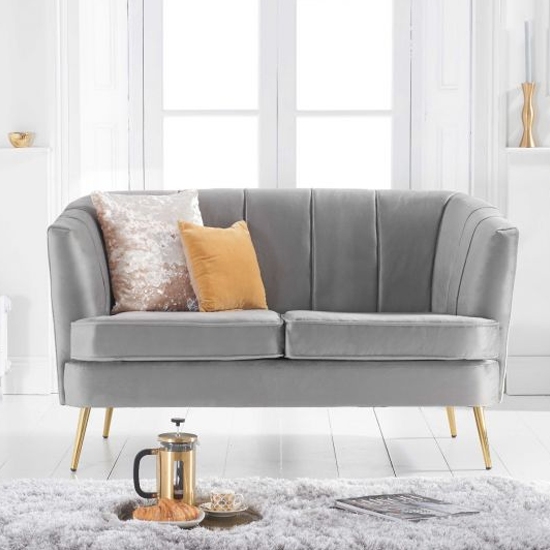 Lucena Velvet Upholstered 2 Seater Sofa In Grey