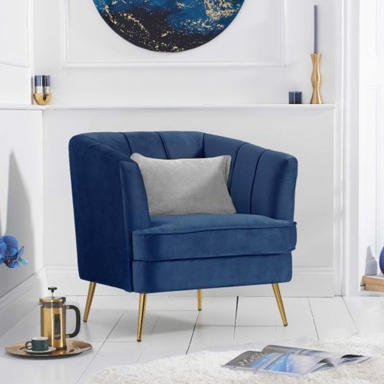 Lucena Velvet Upholstered Armchair In Blue