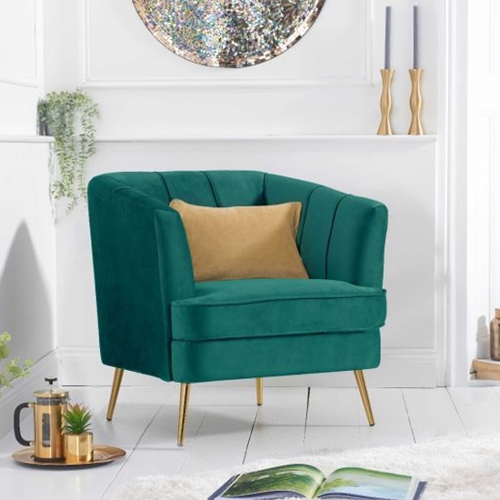 Lucena Velvet Upholstered Armchair In Green