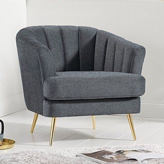 Lucinda Linen Fabric Upholstered Armchair In Grey