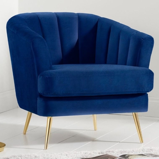 Lucinda Velvet Upholstered Armchair In Blue
