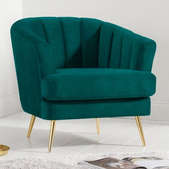 Lucinda Velvet Upholstered Armchair In Green