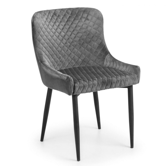 Luxe Velvet Dining Chair In Blue With Grey Wooden Legs