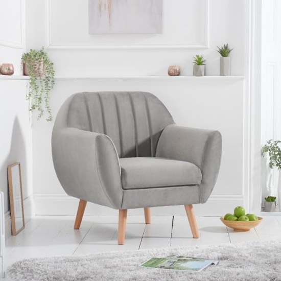 Luxor Velvet Upholstered Armchair In Grey