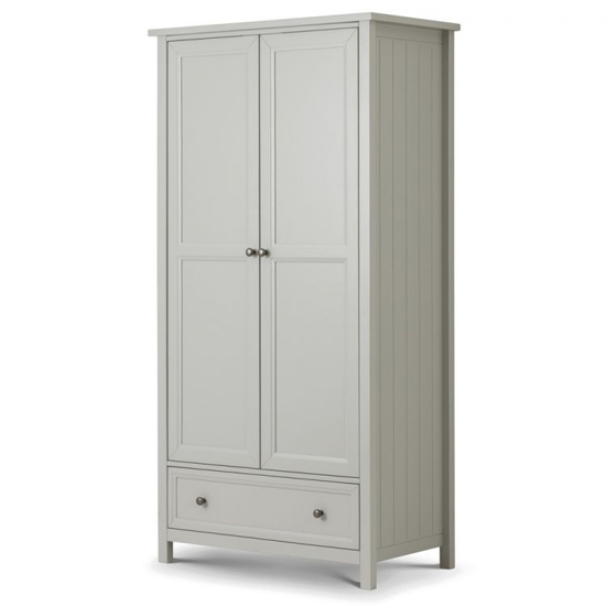 Maine Wooden 2 Doors 1 Drawer Wardrobe In Dove Grey