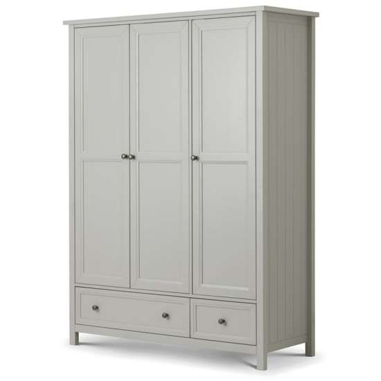 Maine Wooden 3 Doors 3 Drawers Wardrobe In Dove Grey