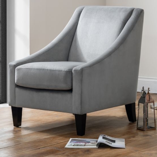 Maison Velvet Bedroom Chair In Grey With Black Wooden Legs