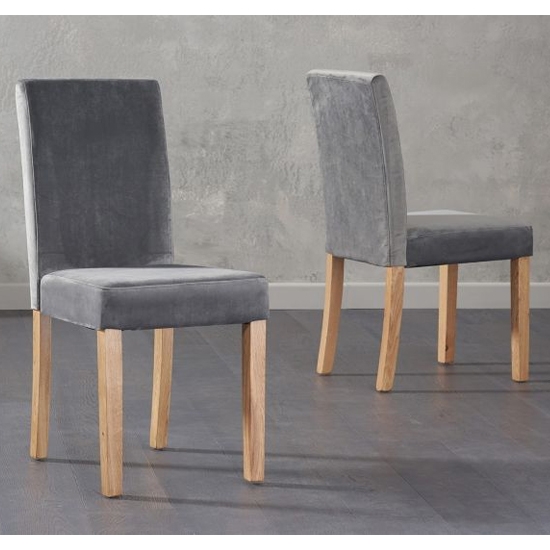 Maiya Grey Plush Fabric Dining Chairs In Pair