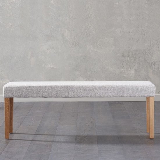 Maiya Large Fabric Upholstered Dining Bench In Grey