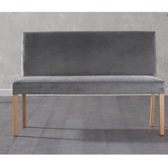 Maiya Large Plush Fabric Upholstered Dining Bench With Back In Grey