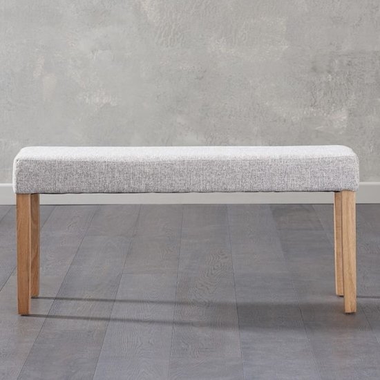 Maiya Small Plush Fabric Upholstered Dining Bench In Grey