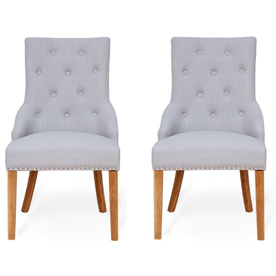 Mammoth Narrow Back Grey Fabric Dining Chair In Pair