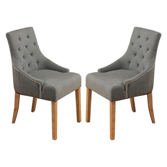 Mammoth Slate Fabric Dining Chairs In Pair