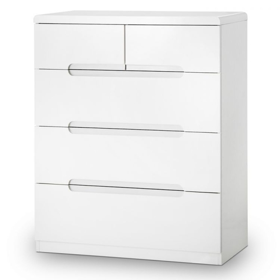 Manhattan Chest Of Drawers In White High Gloss With 5 Drawers