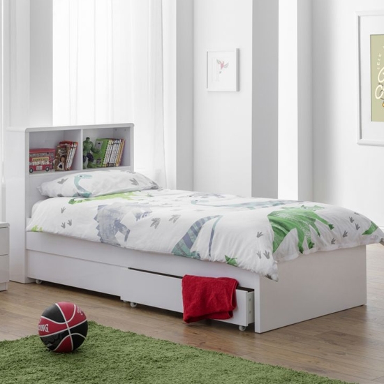 Manhattan Single Bed With Bookcase And Guest Bed In White High Gloss