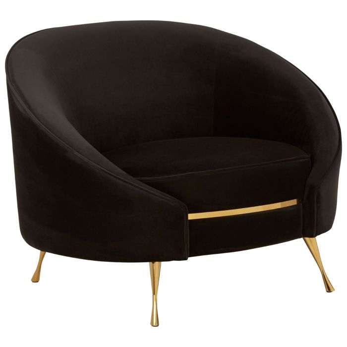 Manhattan Velvet Upholstered Armchair In Black