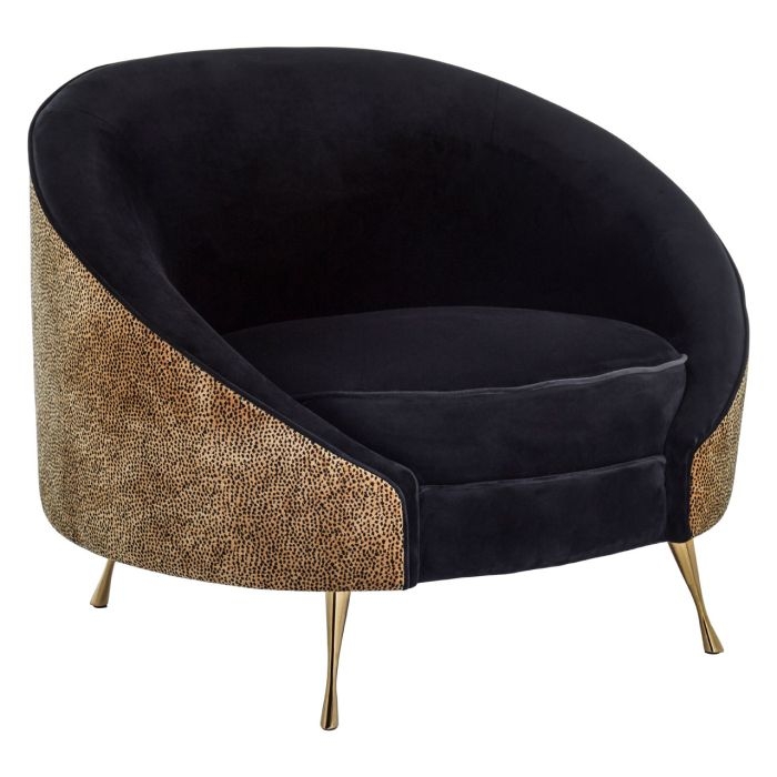 Manhattan Velvet Upholstered Armchair In Leopard Print