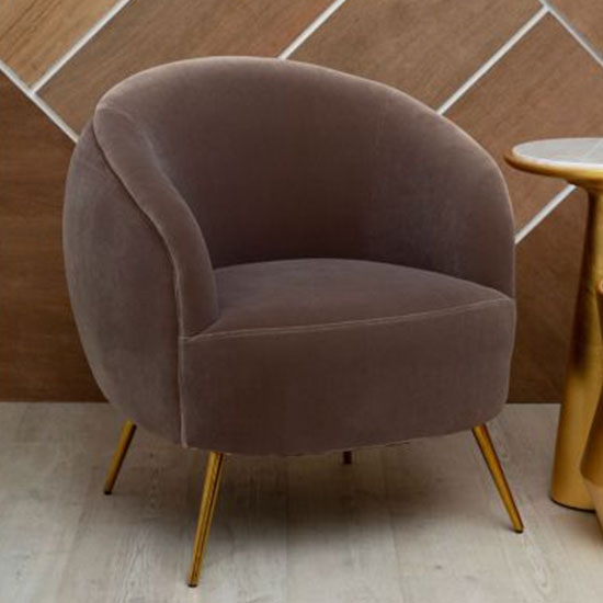 Manhattan Velvet Upholstered Armchair In Mink