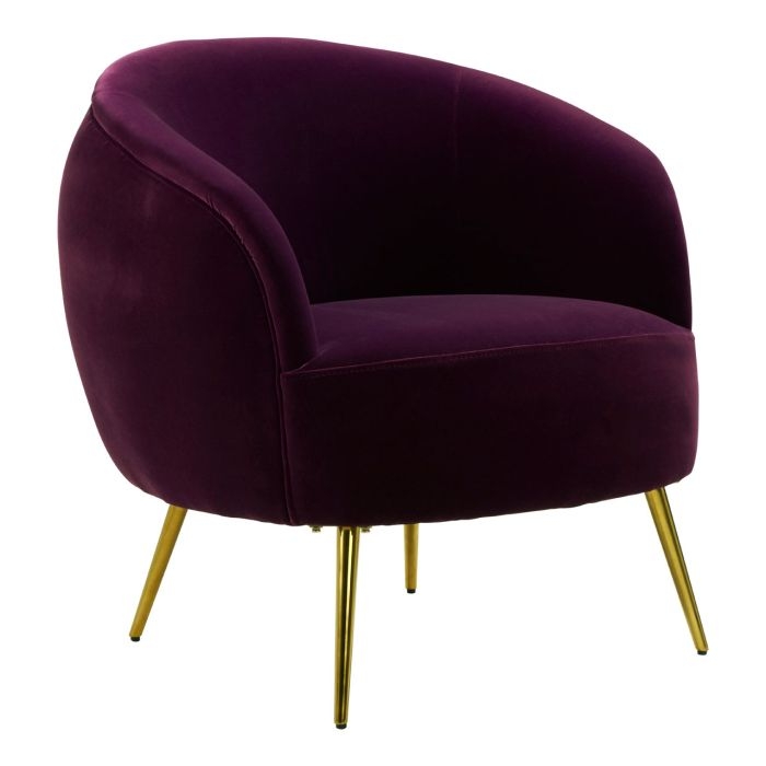 Manhattan Velvet Upholstered Armchair In Purple