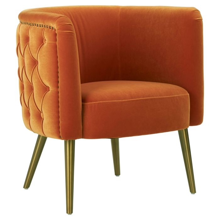 Manhattan Velvet Upholstered Tub Chair In Orange