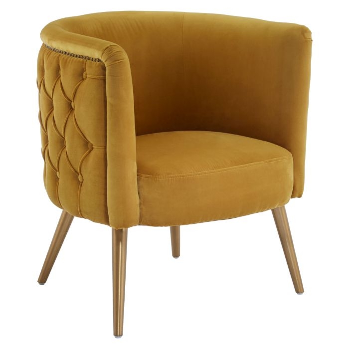Manhattan Velvet Upholstered Tub Chair In Yellow