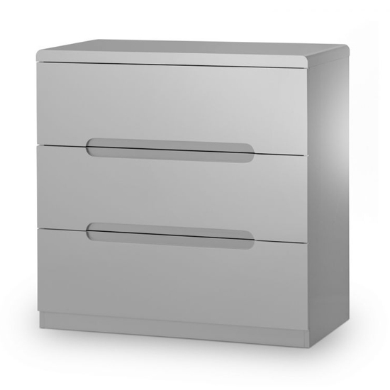 Manhattan Wooden Chest Of 3 Drawers In Grey High Gloss