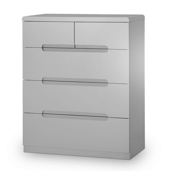Manhattan Wooden Chest Of 5 Drawers In Grey High Gloss