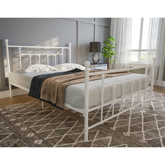 Manila Metal King Size Bed In White