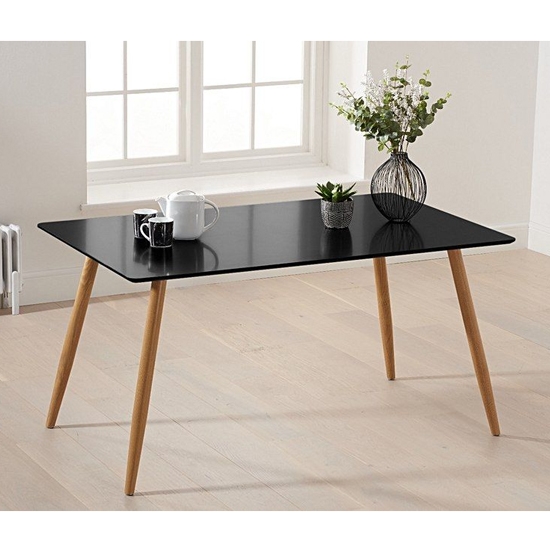 Mansfield Wooden Dining Table In Matt Black