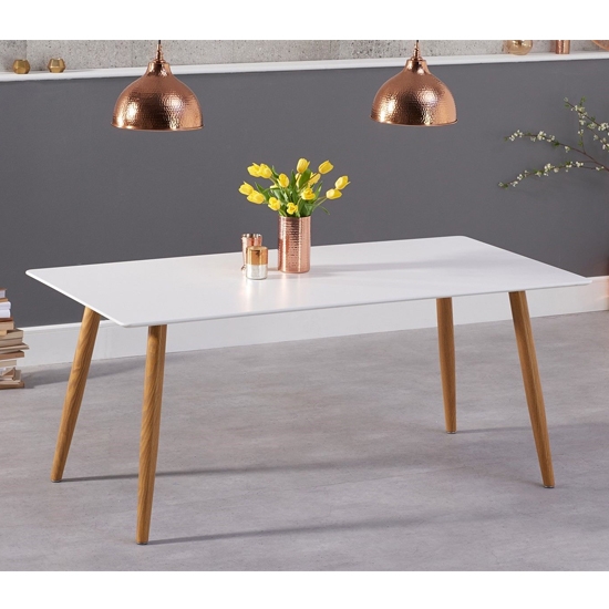 Mansfield Wooden Dining Table In Matt White