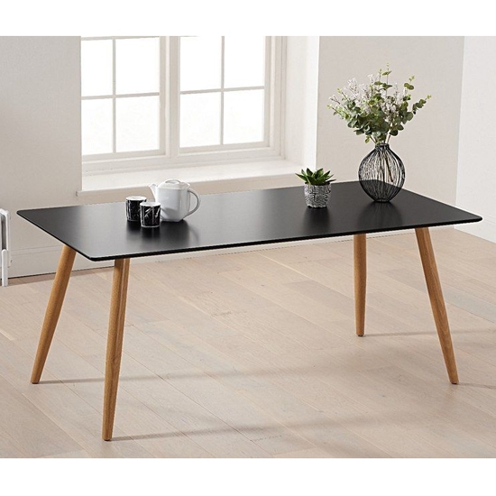 Mansfield Large Wooden Dining Table In Matt Black