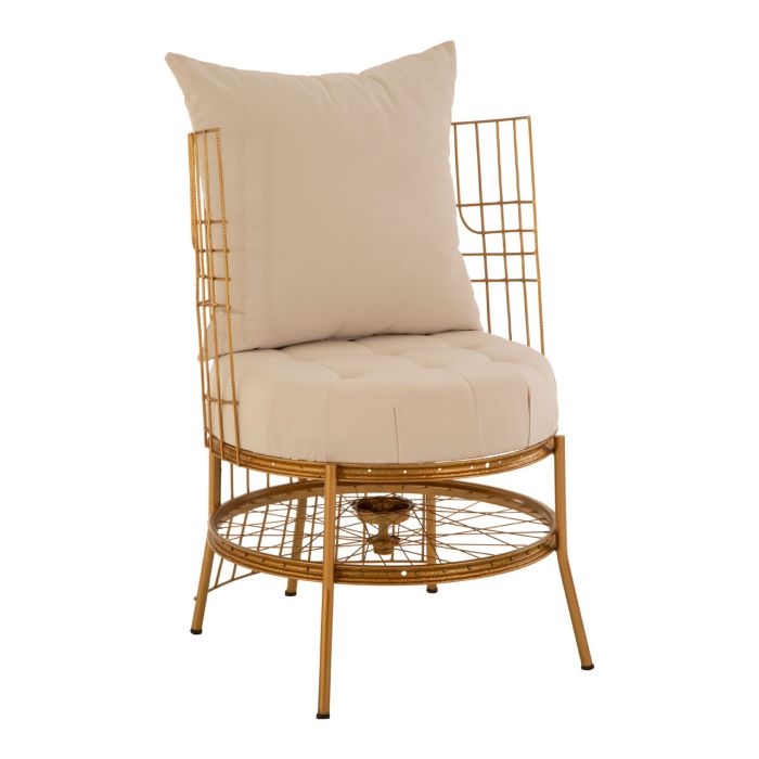 Mantis Round Metal Accent Chair In Gold With Velvet Seat