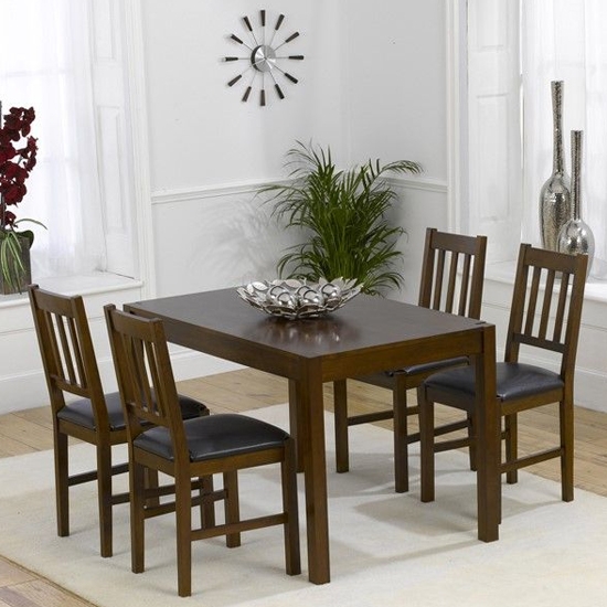 Marbella Wooden Dining Set In Dark Oak With 4 Chairs