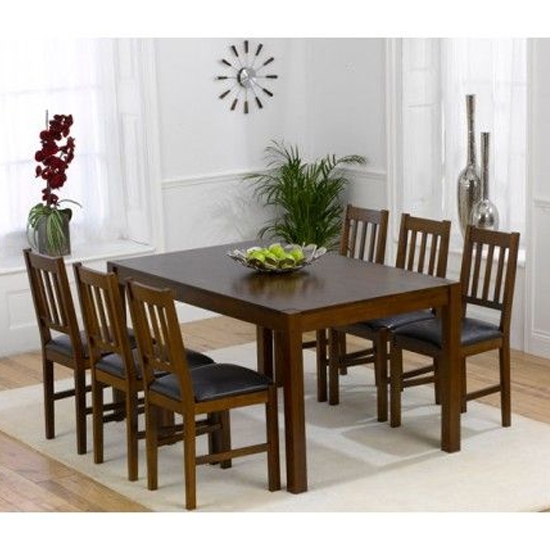Marbella Wooden Dining Set In Dark Oak With 6 Chairs