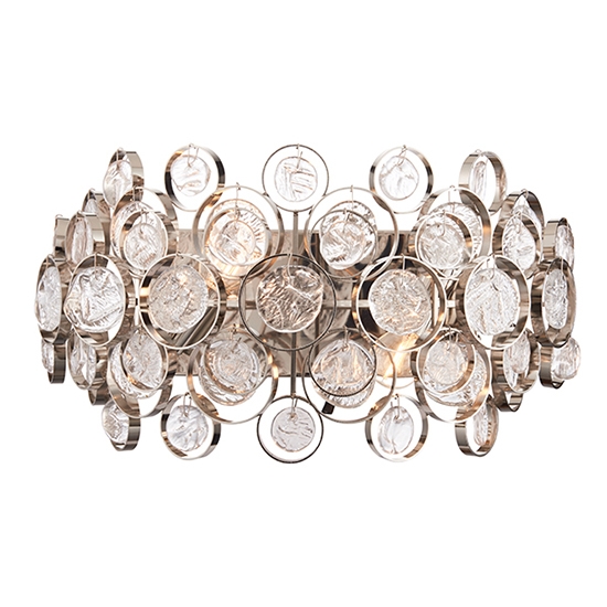 Marella 2 Lights Clear Glass Medallions Wall Light In Bright Nickel