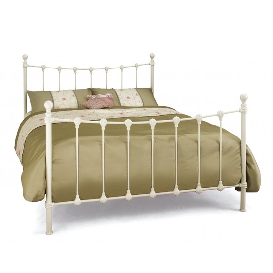 Marseilles Metal Small Double Bed In Ivory Gloss