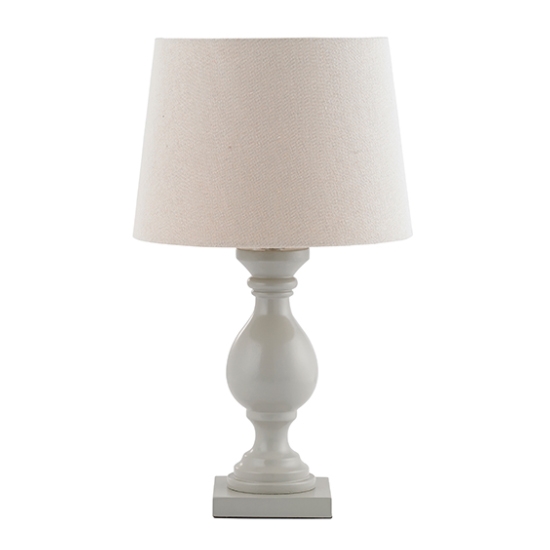 Marsham Ivory Fabric Table Lamp In Taupe Wood