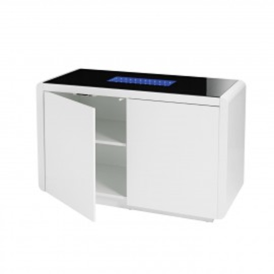 Matrix Led Wooden Sideboard In White High Gloss