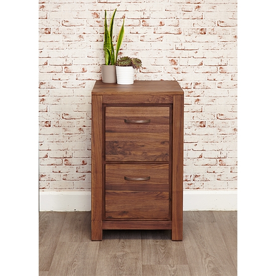 Mayan Wooden 2 Drawers Filing Cabinet In Walnut