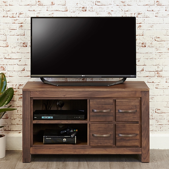 Mayan Wooden 4 Drawers Tv Stand In Walnut