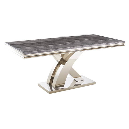 Mayfair Large Ceramic Marble 180cm Dining Table In Grey